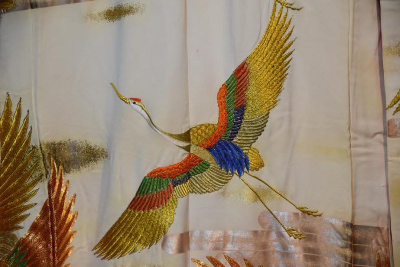 Japanese Flying Cranes Wedding Kimono - Image 2