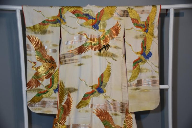 Japanese Flying Cranes Wedding Kimono - Image 8