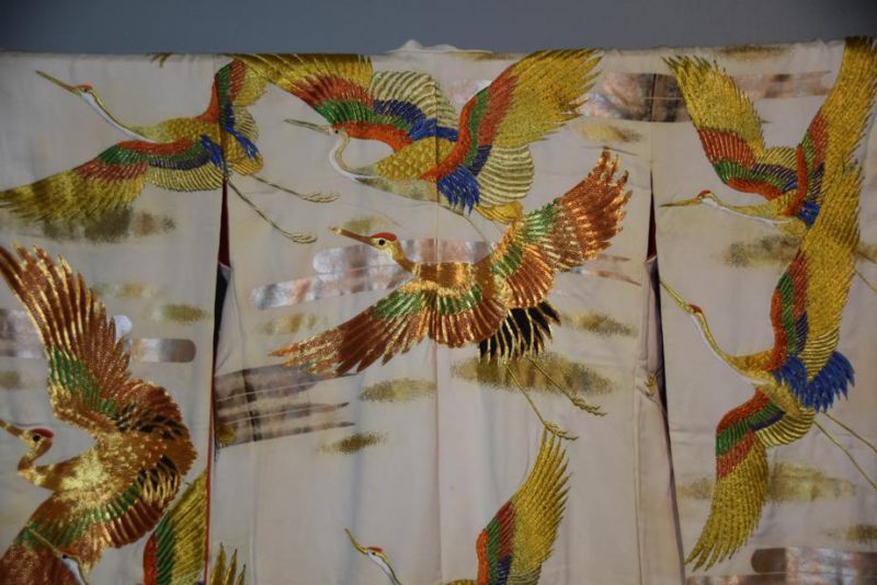 Japanese Flying Cranes Wedding Kimono - Image 7