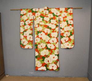 White Camillia Furisode Kimono