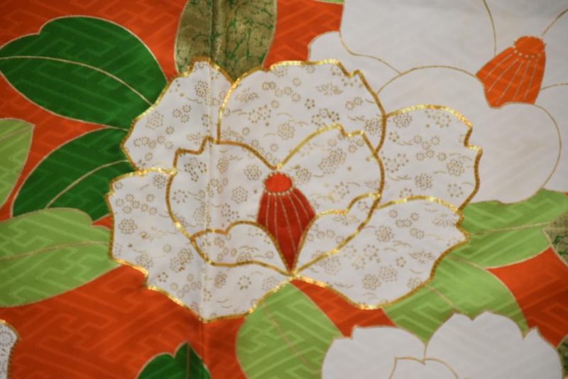 White Camillia Furisode Kimono - Image 9