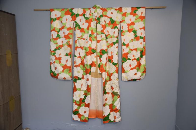 White Camillia Furisode Kimono - Image 6