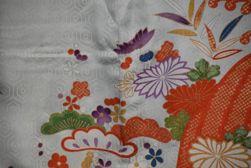 Vintage Furisode Japanese Silk Coming of Age Kimono in pale blue - Image 2