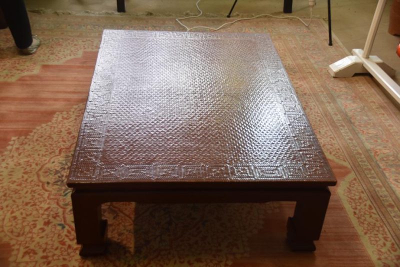 Japanese Woven Bamboo and Lacquer Coffee Table - Image 6