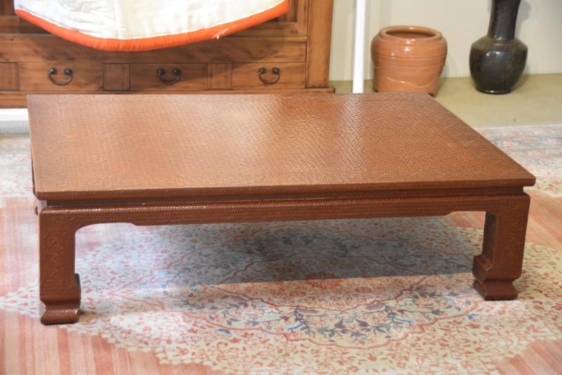 Japanese Woven Bamboo and Lacquer Coffee Table - Image 5