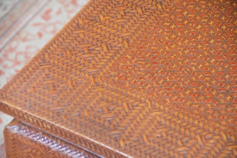 Japanese Woven Bamboo and Lacquer Coffee Table - Image 3