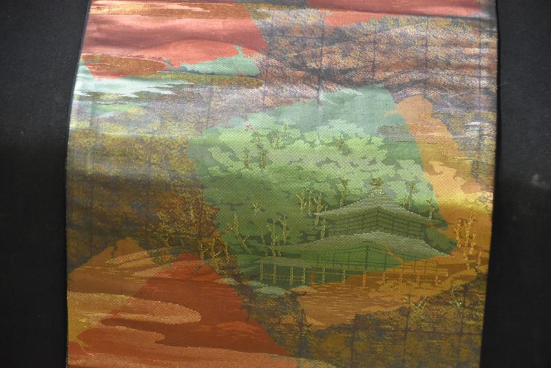 Japanese Gold Pavilion Temple Obi Sash - Image 2
