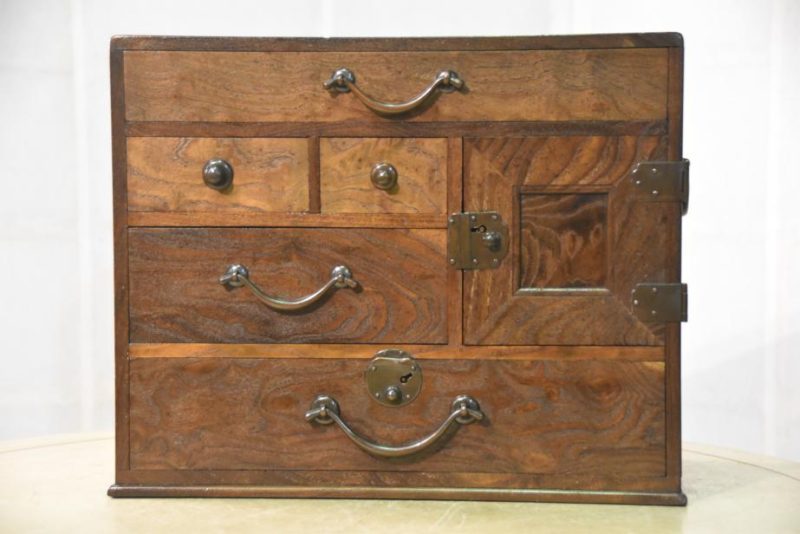 Japanese Antique Wood Sewing Box