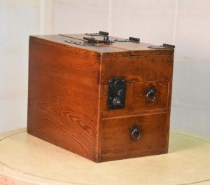 Japanese Antique Portable Writing Debt Collectors Box Suzuri Zeni Bako
