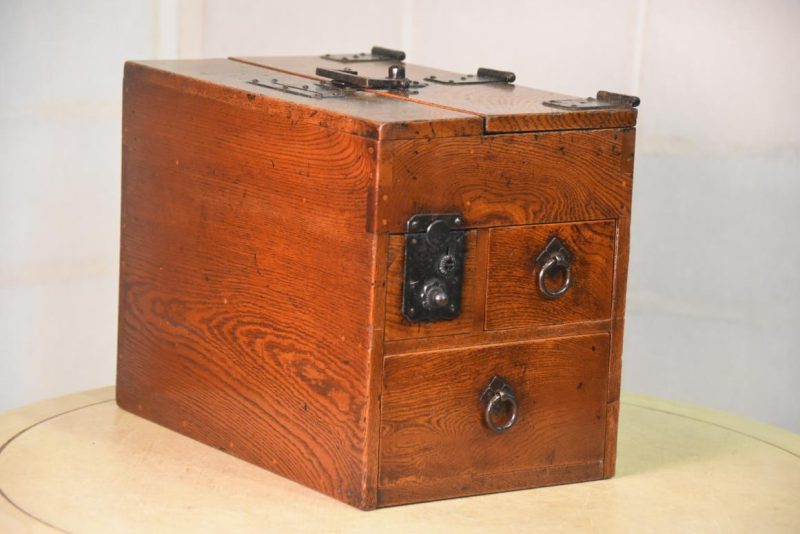 Japanese Antique Portable Writing Debt Collectors Box Suzuri Zeni Bako - Image 11