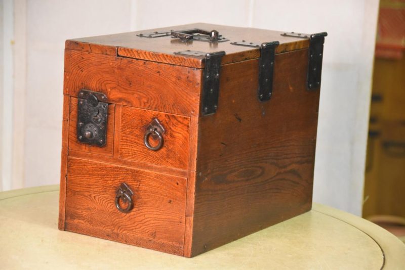 Japanese Antique Portable Writing Debt Collectors Box Suzuri Zeni Bako - Image 10