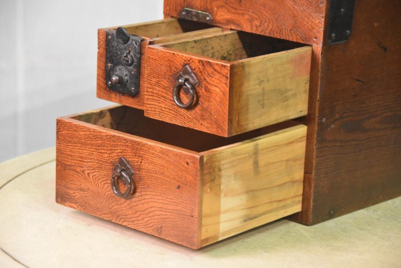 Japanese Antique Portable Writing Debt Collectors Box Suzuri Zeni Bako - Image 7