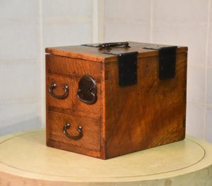 Japanese Antique Portable Writing Debt Collectors Box Suzuri Zeni Bako