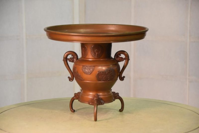 Japanese Cast Bronze Antique Flower Vase Usubata