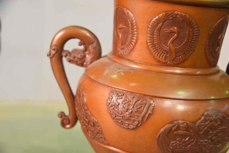 Japanese Cast Bronze Antique Flower Vase Usubata - Image 5