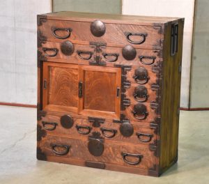 Antique Japanese Elm Merchant Chest Choba Dansu