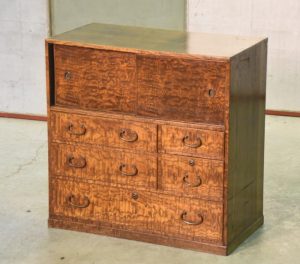 Japanese Burled Mulberry Wood Small Chest for Kimono Accessories