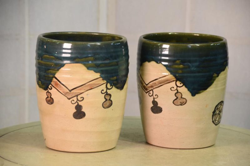 Pair of Oribe Pottery Urns - Image 2