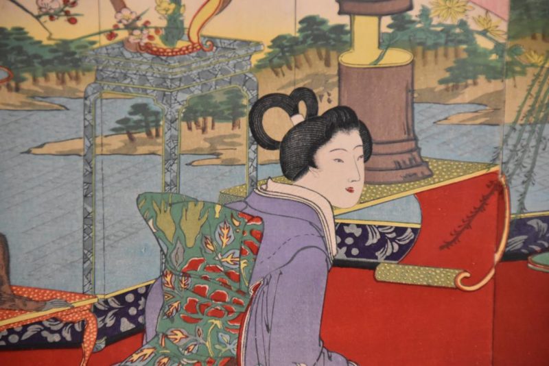 Meiji Period Wood Block Print Hanga Triptych - Image 6