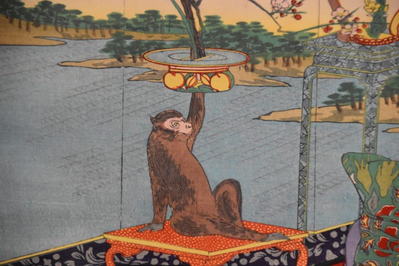 Meiji Period Wood Block Print Hanga Triptych - Image 5