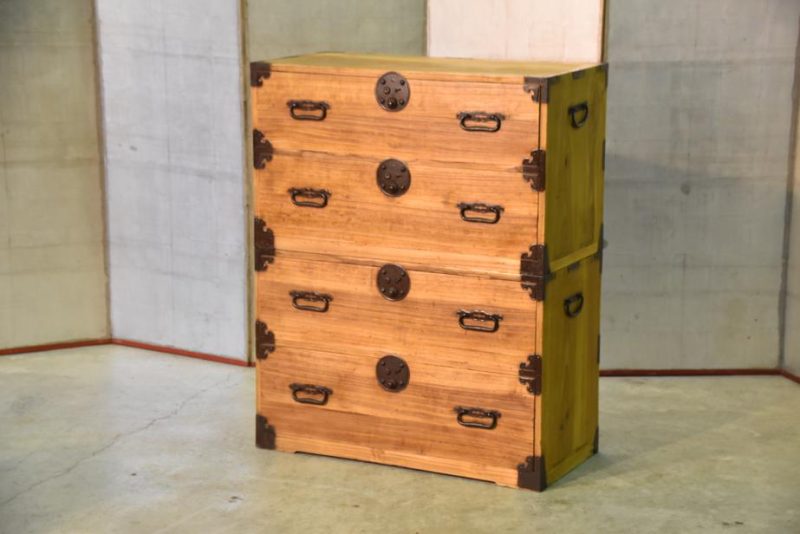 Japanese 4 Drawer Antique Clothing Chest 2 Sections - Image 12
