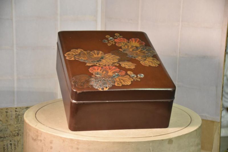 Japanese Maki-E Lacquered Letter Box Tebako