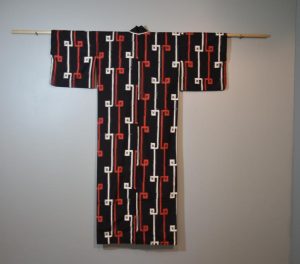 Blue Geometric Design Japanese Kimono