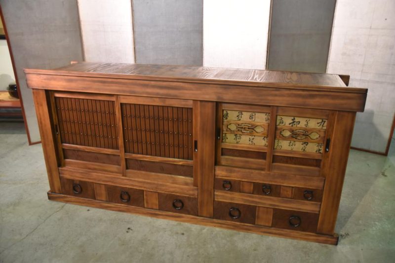 Antique Japanese Wooden Sideboard - Image 11