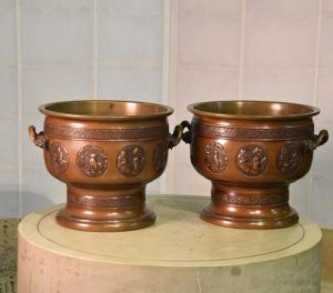 A Pair of Japanese Antique Bronze Jardiniere