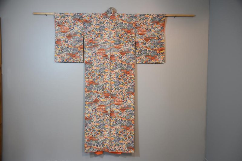 Vintage Kimono with Temple Designs