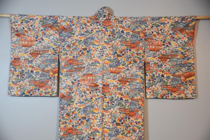 Vintage Kimono with Temple Designs - Image 2