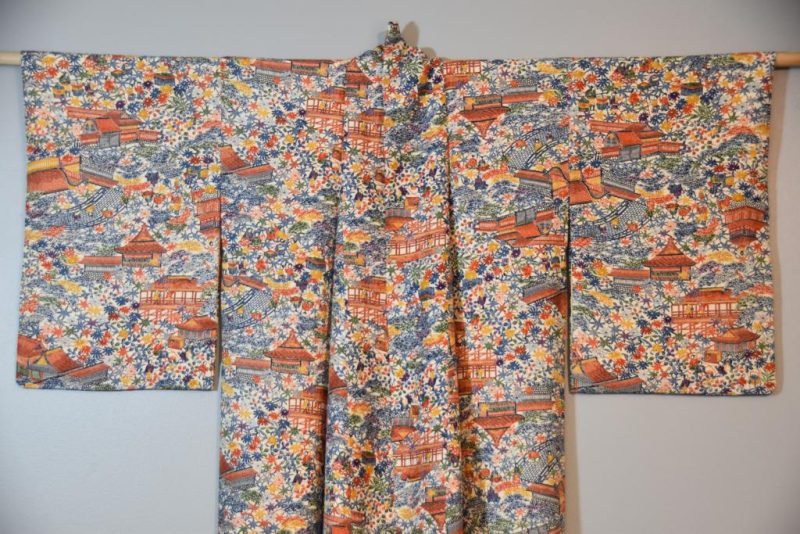 Vintage Kimono with Temple Designs - Image 4