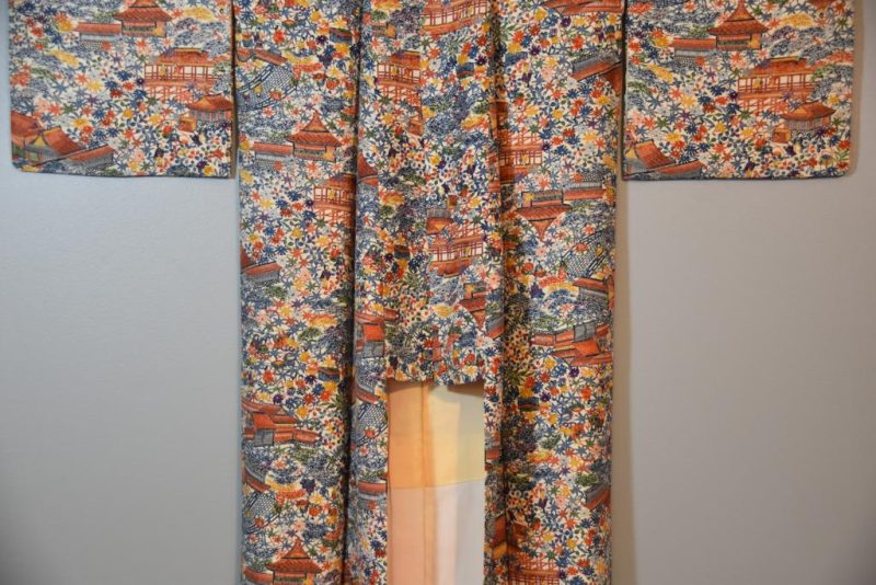 Vintage Kimono with Temple Designs - Image 3