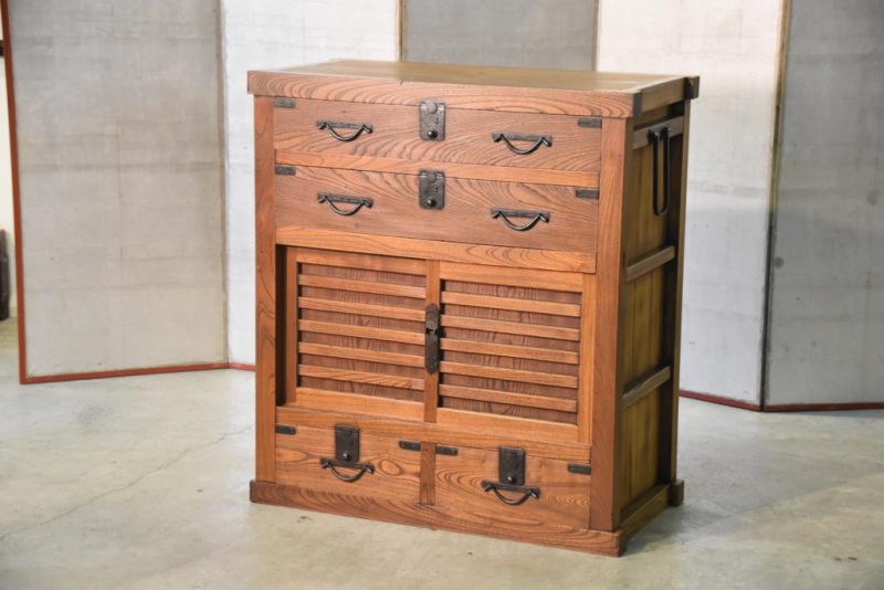Japanese Antique Solid Elm Merchant Chest