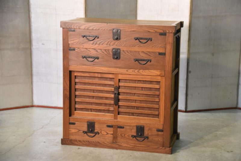 Japanese Antique Solid Elm Merchant Chest - Image 17