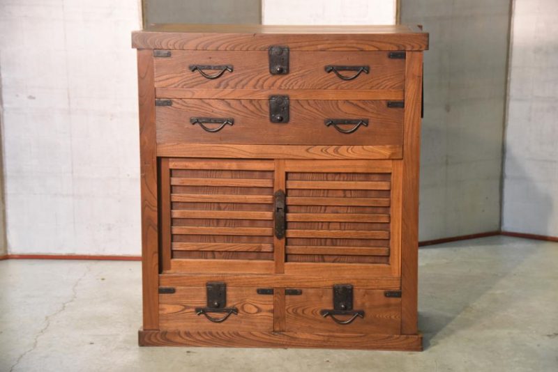 Japanese Antique Solid Elm Merchant Chest - Image 16