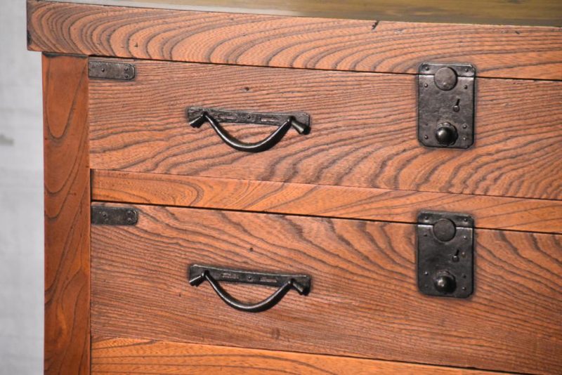 Japanese Antique Solid Elm Merchant Chest - Image 15