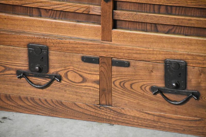 Japanese Antique Solid Elm Merchant Chest - Image 13