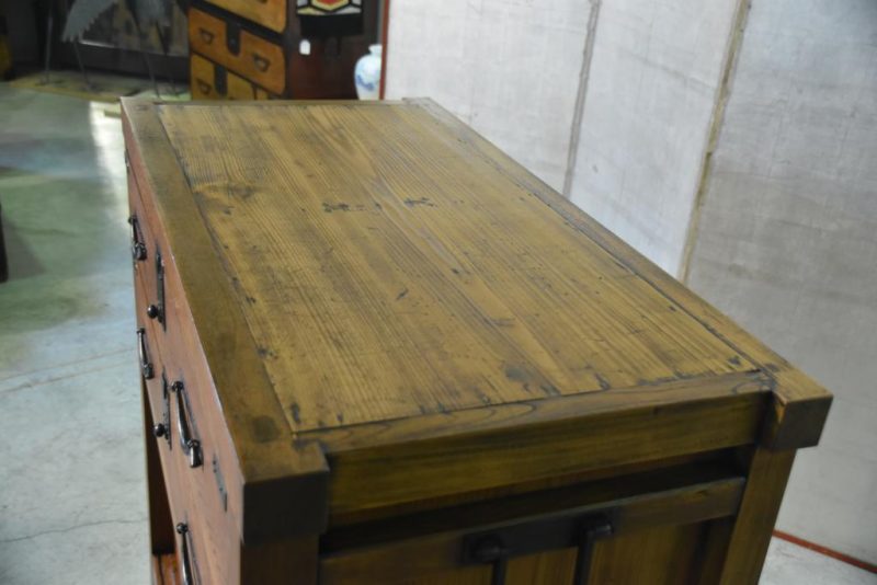 Japanese Antique Solid Elm Merchant Chest - Image 10