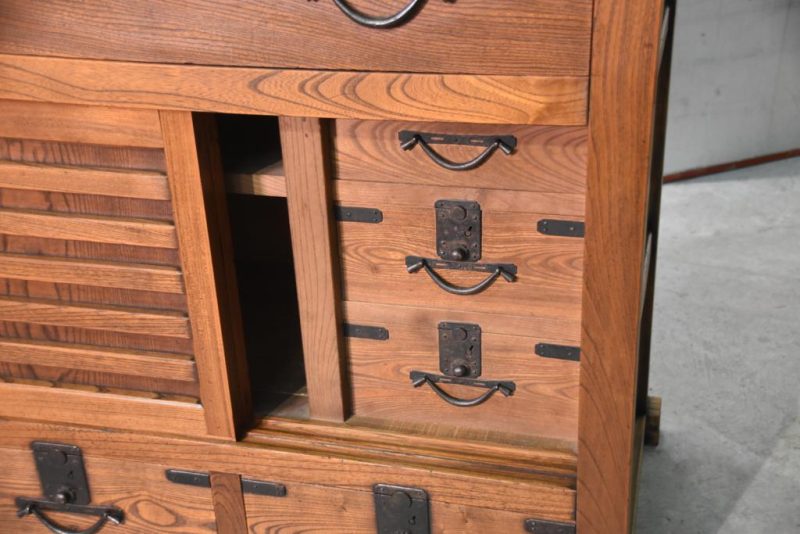 Japanese Antique Solid Elm Merchant Chest - Image 7