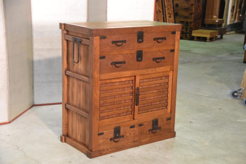 Japanese Antique Solid Elm Merchant Chest - Image 2