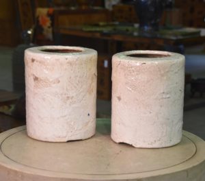 Pair of Shino Pottery Hibachi