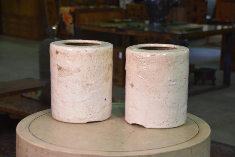 Pair of Shino Pottery Hibachi
