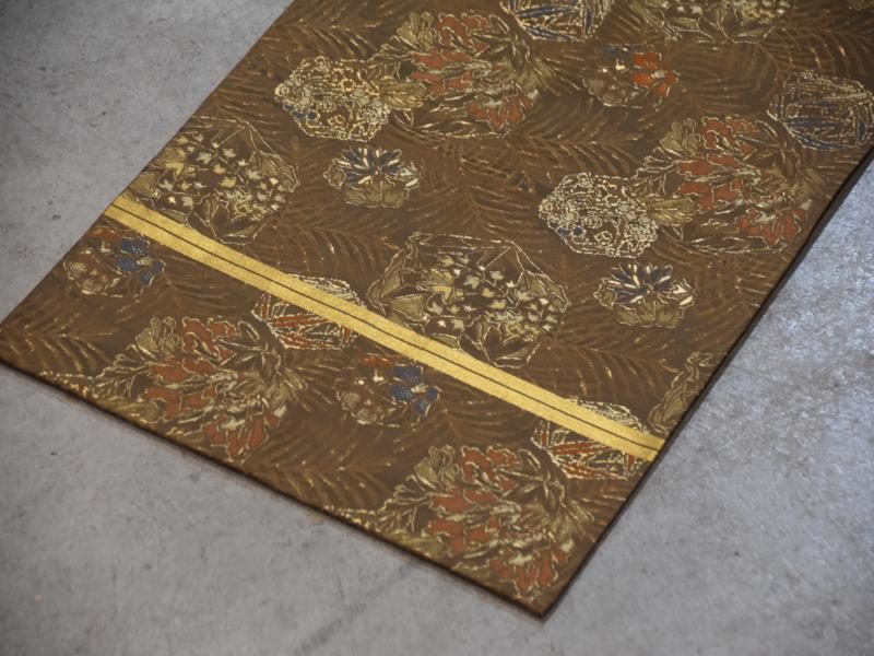 Brown and Gold Silk Obi - Image 4