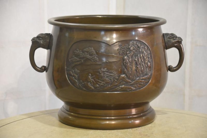 Japanese Cast Bronze Brazier Hibachi - Image 6