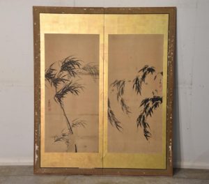 Japanese Ink Brush 2 Panel Screen Width: 1420mm