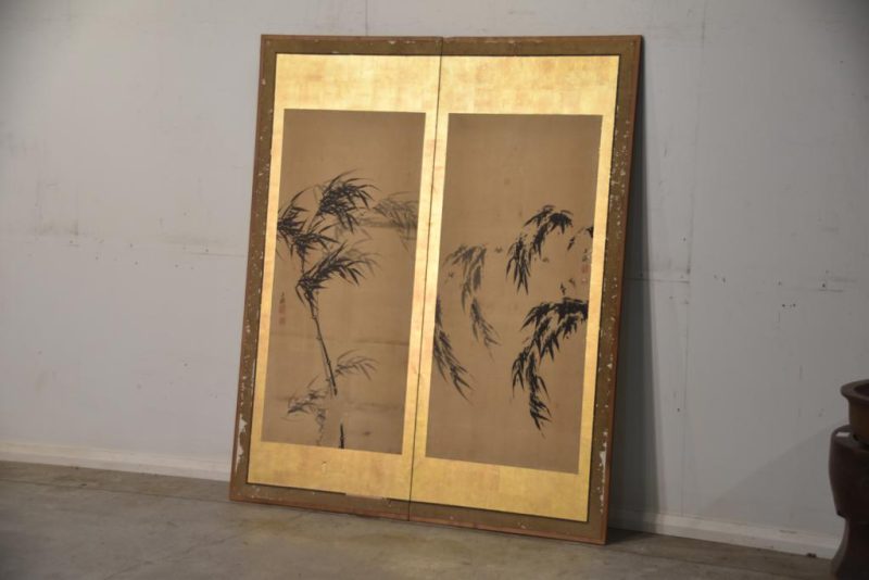 Japanese Ink Brush 2 Panel Screen Width: 1420mm - Image 6