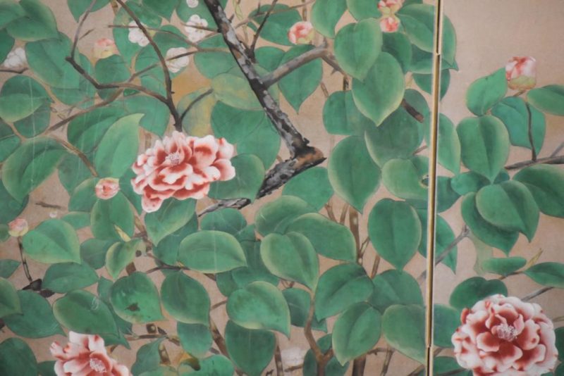 Taishi Period Camellias 2 Panel Screen Width: 1550mm - Image 10