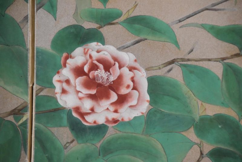 Taishi Period Camellias 2 Panel Screen Width: 1550mm - Image 7