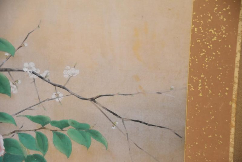 Taishi Period Camellias 2 Panel Screen Width: 1550mm - Image 6